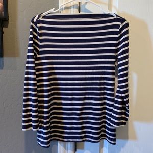 Boatneck Blue and White Striped Top